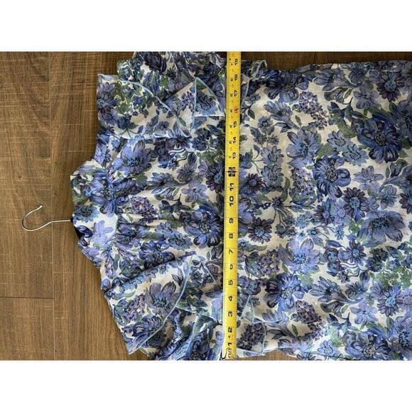 Sabina Musayev Designer Top Blue lavender Sheer Floral Print Women’s Small - Picture 5 of 6